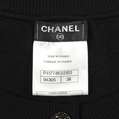 CHANEL Coco Mark Button Frill Wool Cardigan Size 38