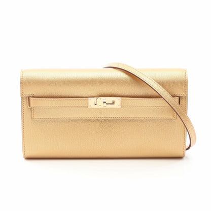 HERMES Kelly To Go Doré Chèvre Bag Gold