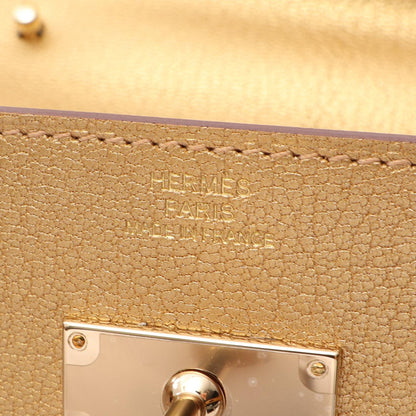 HERMES Kelly To Go Doré Chèvre Bag Gold