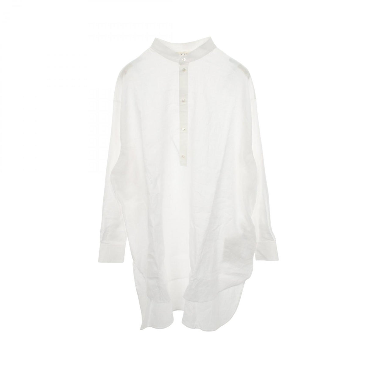CELINE Stand Collar Long Sleeve Pullover Dress White Size 38