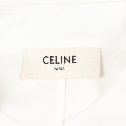 CELINE Stand Collar Long Sleeve Pullover Dress White Size 38