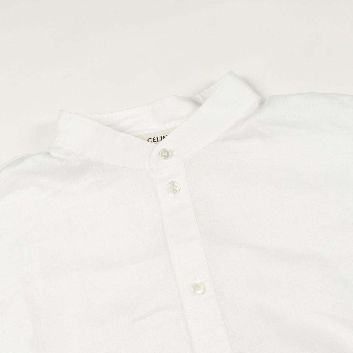 CELINE Stand Collar Long Sleeve Pullover Dress White Size 38