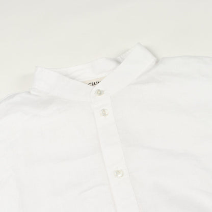CELINE Stand Collar Long Sleeve Pullover Dress White Size 38