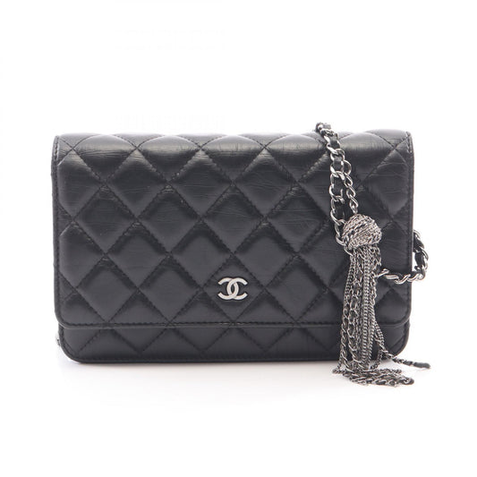 CHANEL Matelasse Shoulder Black Leather Shoulder Bag