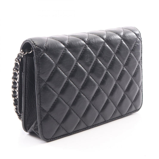 CHANEL Matelasse Shoulder Black Leather Shoulder Bag