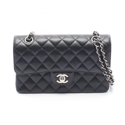CHANEL Matelasse W Flap Shoulder Bag Black