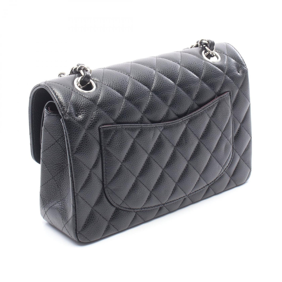 CHANEL Matelasse W Flap Shoulder Bag Black