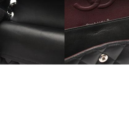 CHANEL Matelasse W Flap Lambskin Bag Black