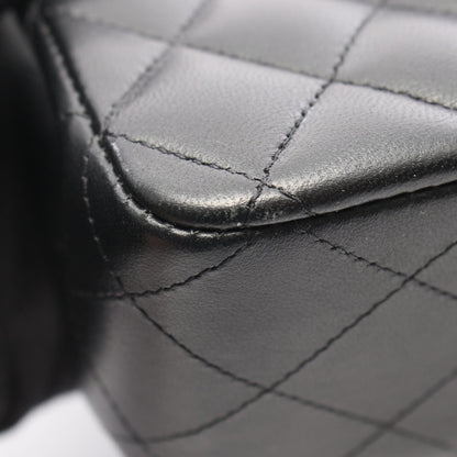 CHANEL Matelasse W Flap Lambskin Bag Black