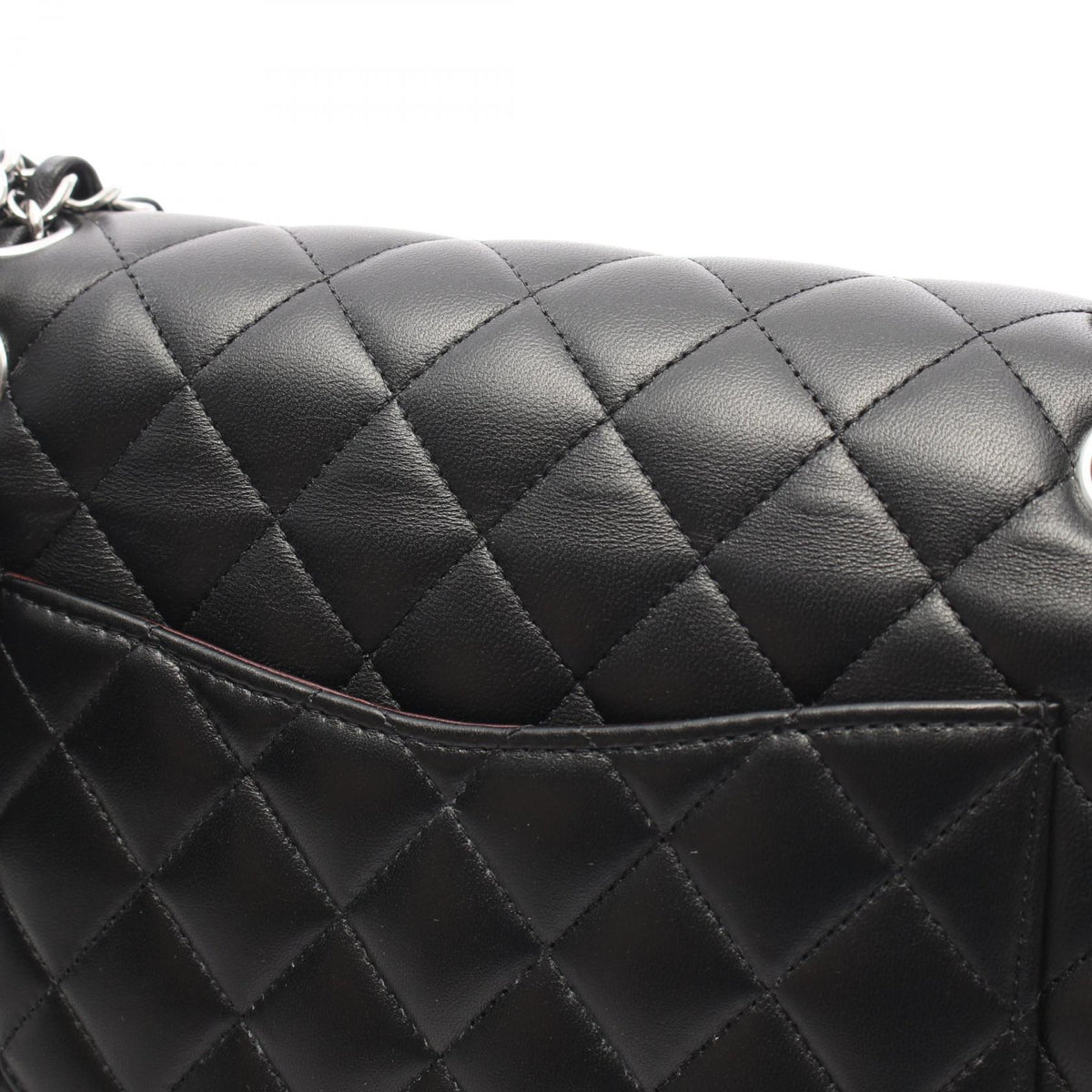 CHANEL Matelasse W Flap Lambskin Bag Black