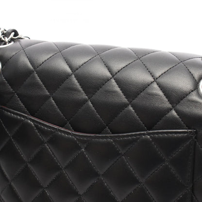 CHANEL Matelasse W Flap Lambskin Bag Black