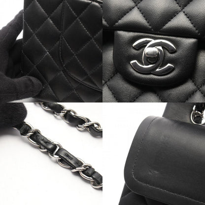 CHANEL Matelasse W Flap Lambskin Bag Black