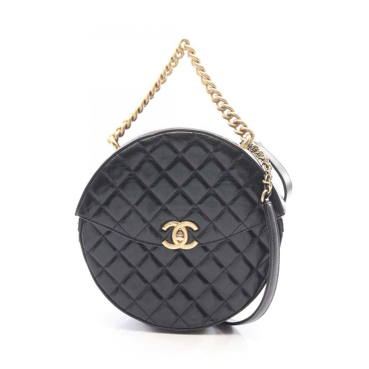 CHANEL Matelasse Round 2-Way Bag Black