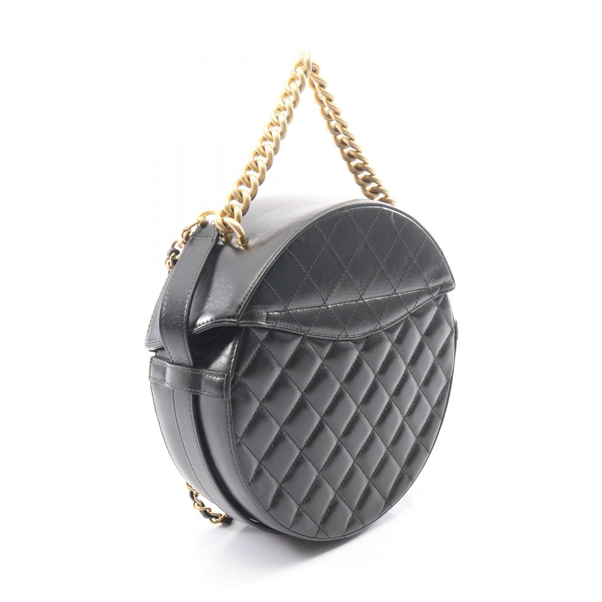 CHANEL Matelasse Round 2-Way Bag Black