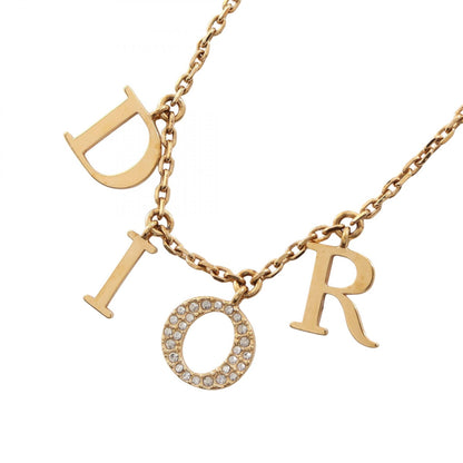 Dior DIOR Logo Gold Rhinestone Necklace