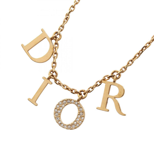 Dior DIOR Logo Gold Rhinestone Necklace
