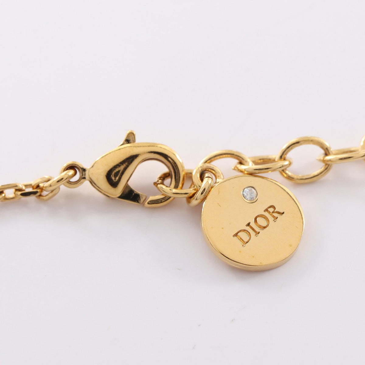 Dior DIOR Logo Gold Rhinestone Necklace