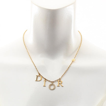 Dior DIOR Logo Gold Rhinestone Necklace