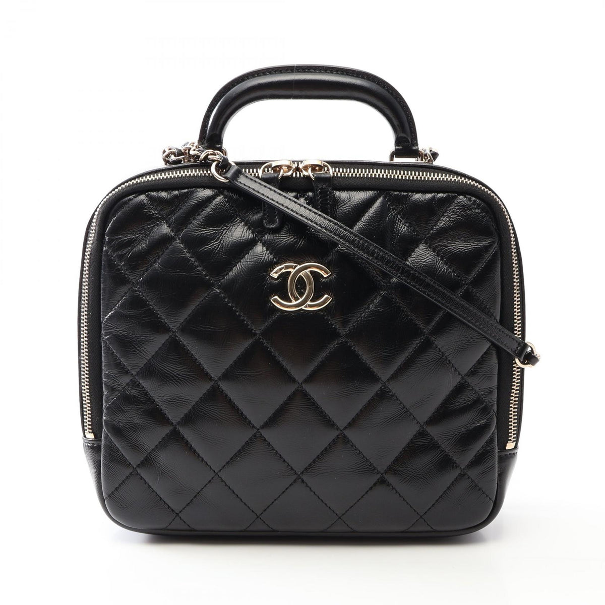 CHANEL Matelassé Top Handle Bag Black