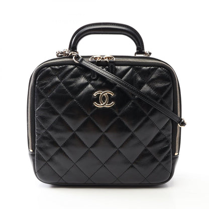 CHANEL Matelassé Top Handle Bag Black