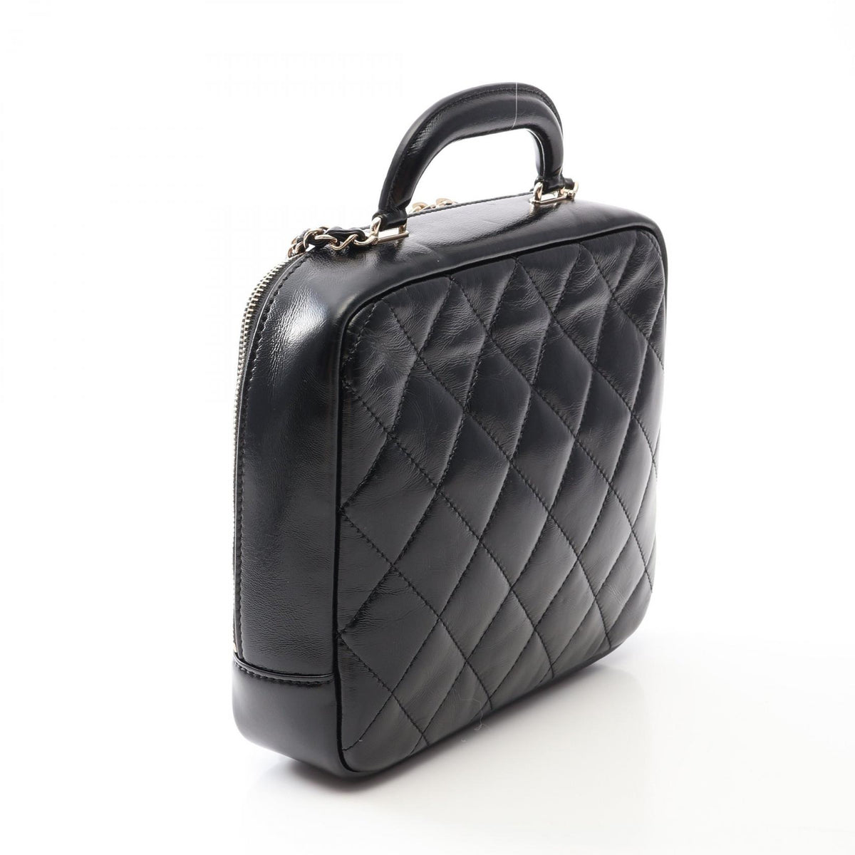 CHANEL Matelassé Top Handle Bag Black