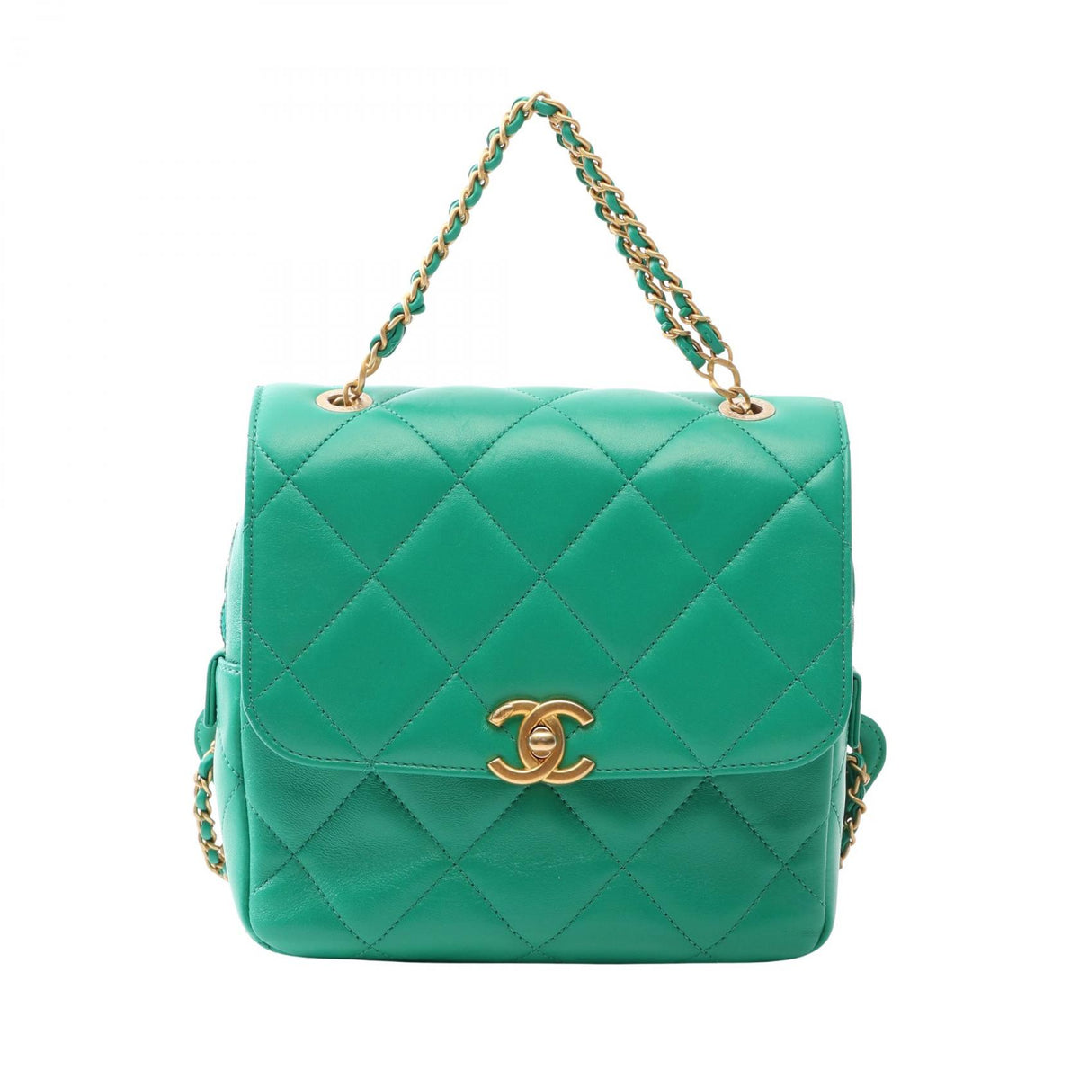 CHANEL Matelassé Square Backpack Green