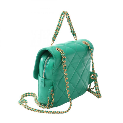 CHANEL Matelassé Square Backpack Green