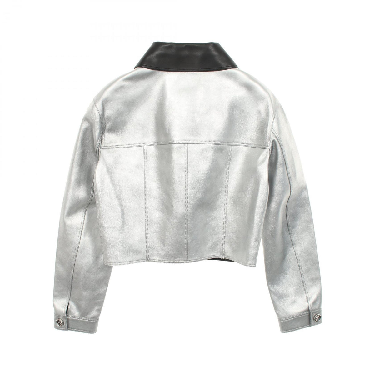 CHANEL Coco Mark Button Lamb Leather Jacket Size 34