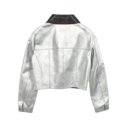 CHANEL Coco Mark Button Lamb Leather Jacket Size 34