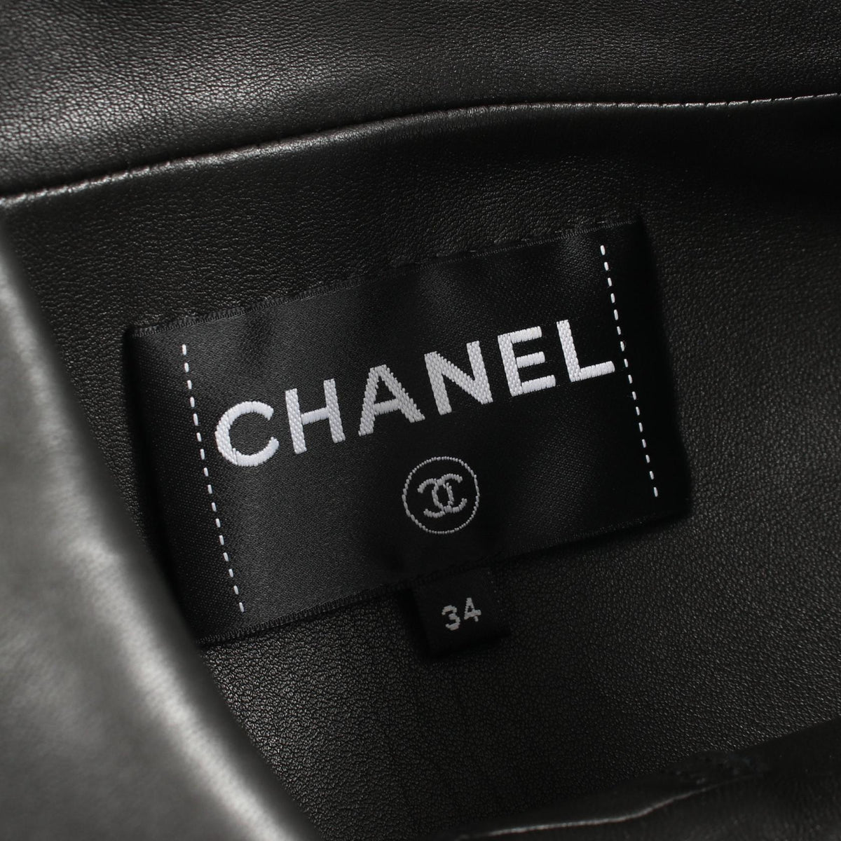 CHANEL Coco Mark Button Lamb Leather Jacket Size 34