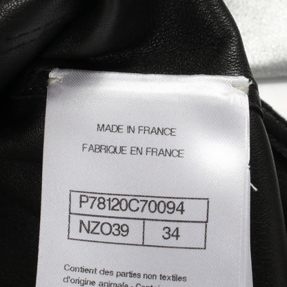 CHANEL Coco Mark Button Lamb Leather Jacket Size 34