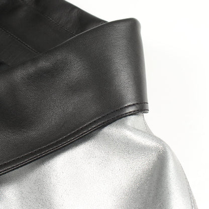 CHANEL Coco Mark Button Lamb Leather Jacket Size 34