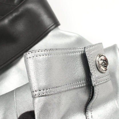 CHANEL Coco Mark Button Lamb Leather Jacket Size 34
