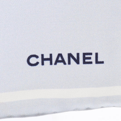 CHANEL Silk Coco Mark All Over Scarf Blue