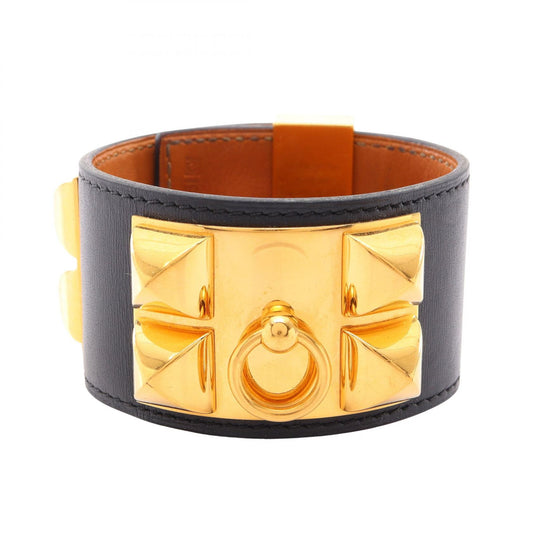 HERMES Collier de Chien Box Calf Bangle Size S