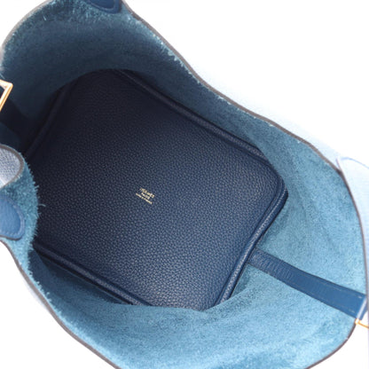 HERMES Picotin Lock MM Taurillon Bag Blue