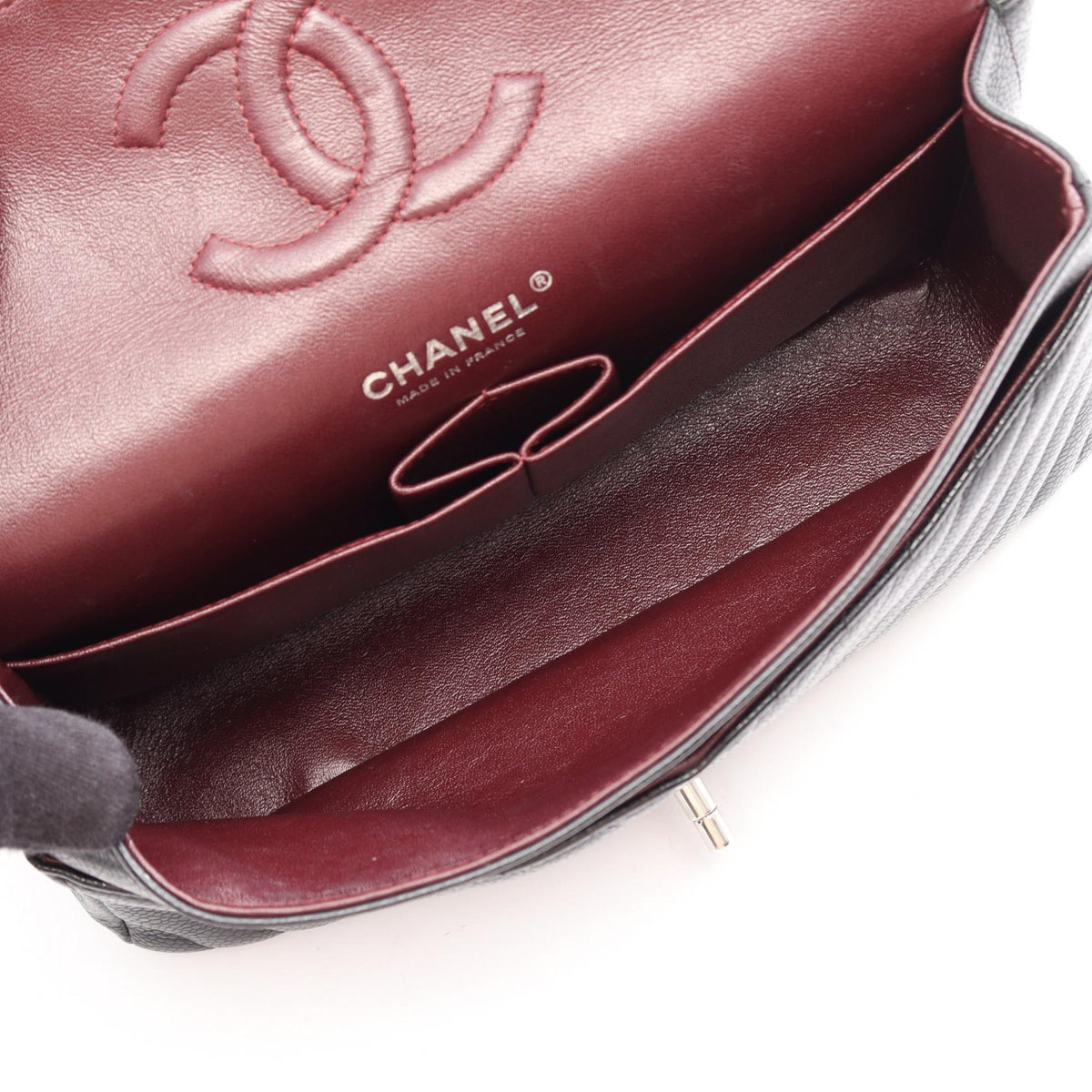 CHANEL Chevron V-stitch Shoulder Bag Black