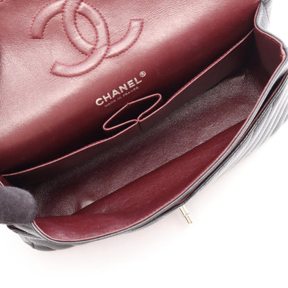 CHANEL Chevron V-stitch Shoulder Bag Black