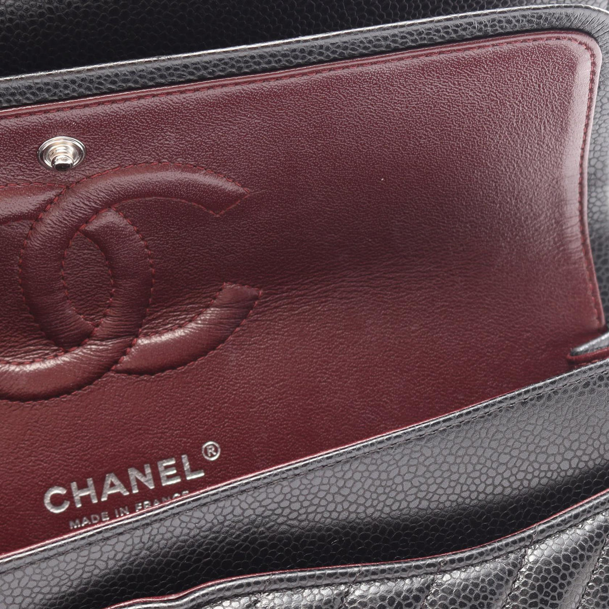 CHANEL Chevron V-stitch Shoulder Bag Black
