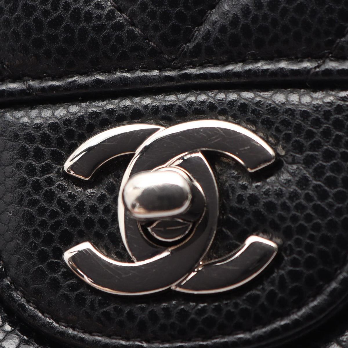 CHANEL Chevron V-stitch Shoulder Bag Black