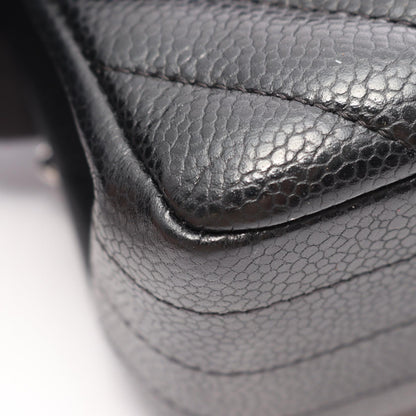 CHANEL Chevron V-stitch Shoulder Bag Black