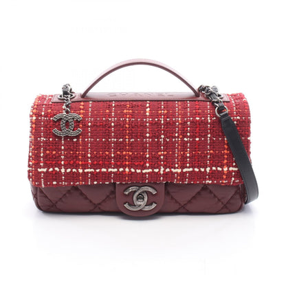 CHANEL Airline Matelasse Top Red Fabric Shoulder Bag