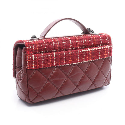 CHANEL Airline Matelasse Top Red Fabric Shoulder Bag