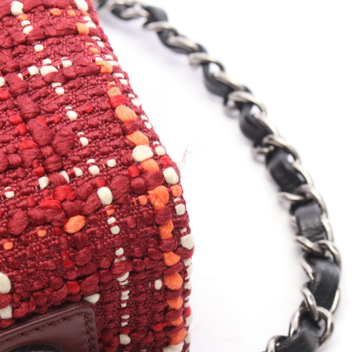 CHANEL Airline Matelasse Top Red Fabric Shoulder Bag