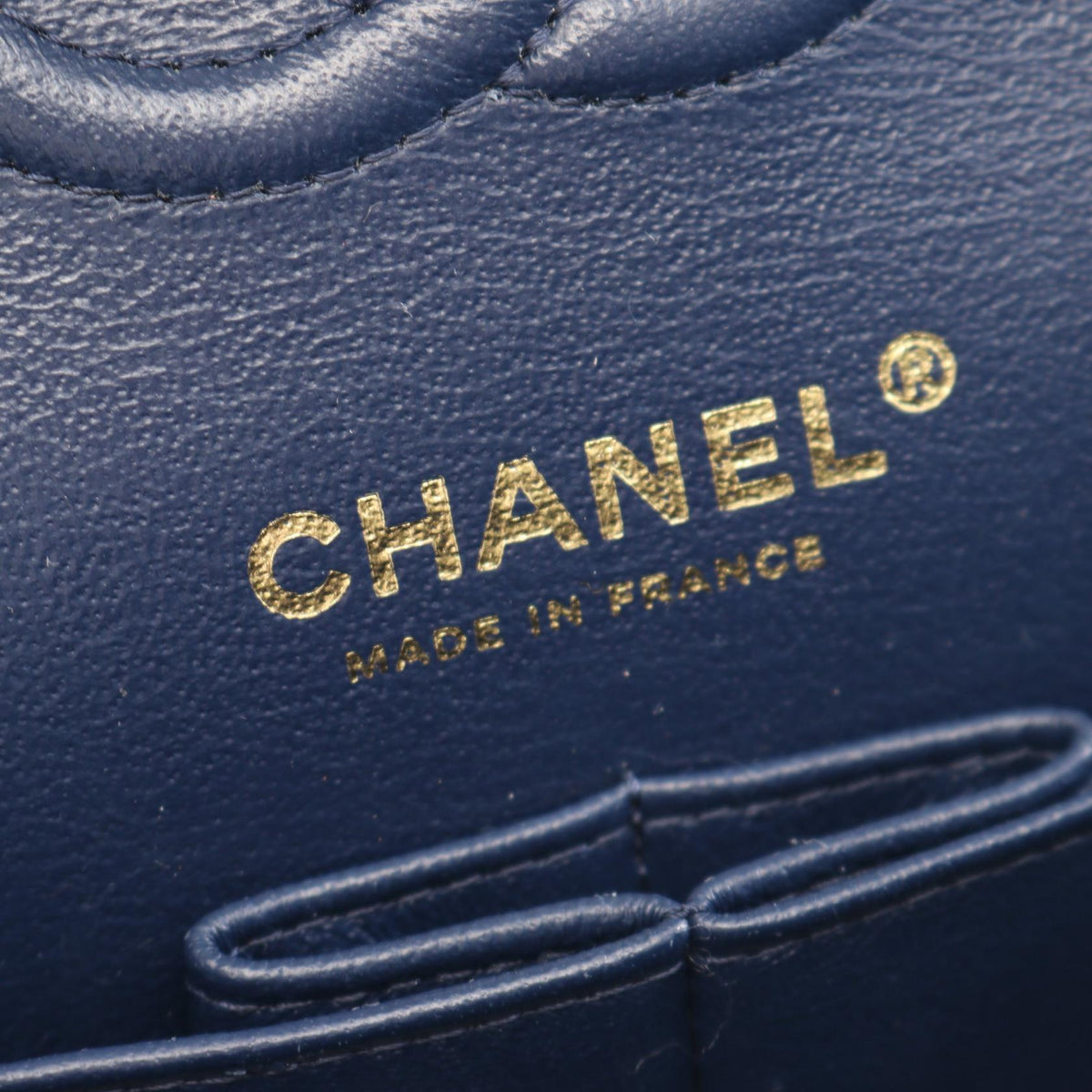 CHANEL Matelasse W Flap Caviar Bag Navy