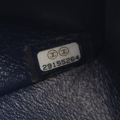 CHANEL Matelasse W Flap Caviar Bag Navy