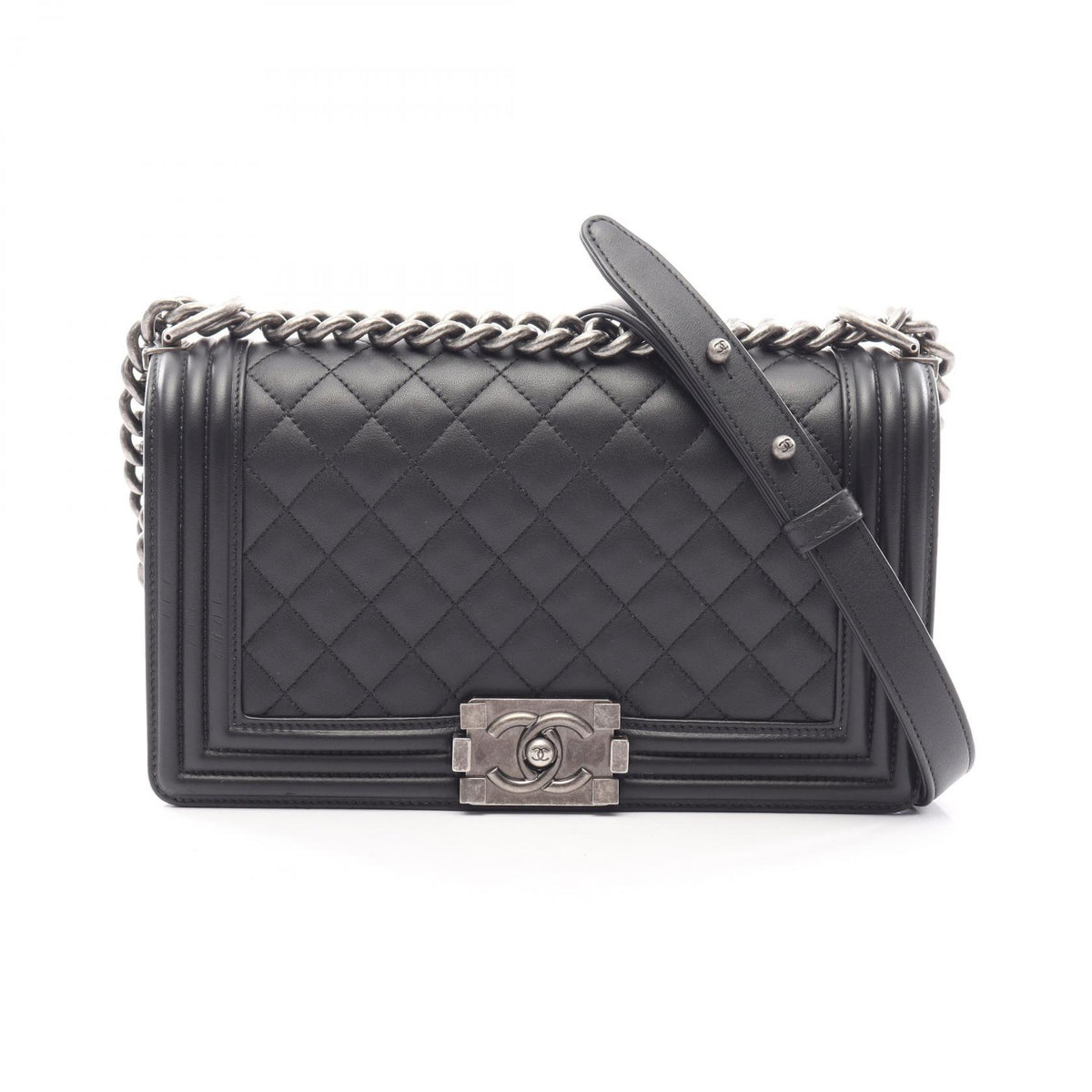 CHANEL Boy Chanel Shoulder Antique Silver Shoulder Bag