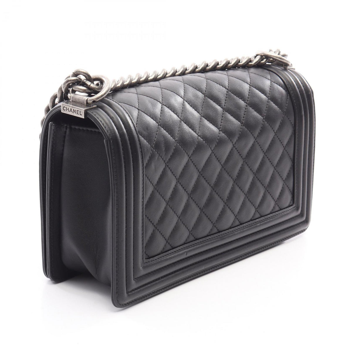 CHANEL Boy Chanel Shoulder Antique Silver Shoulder Bag