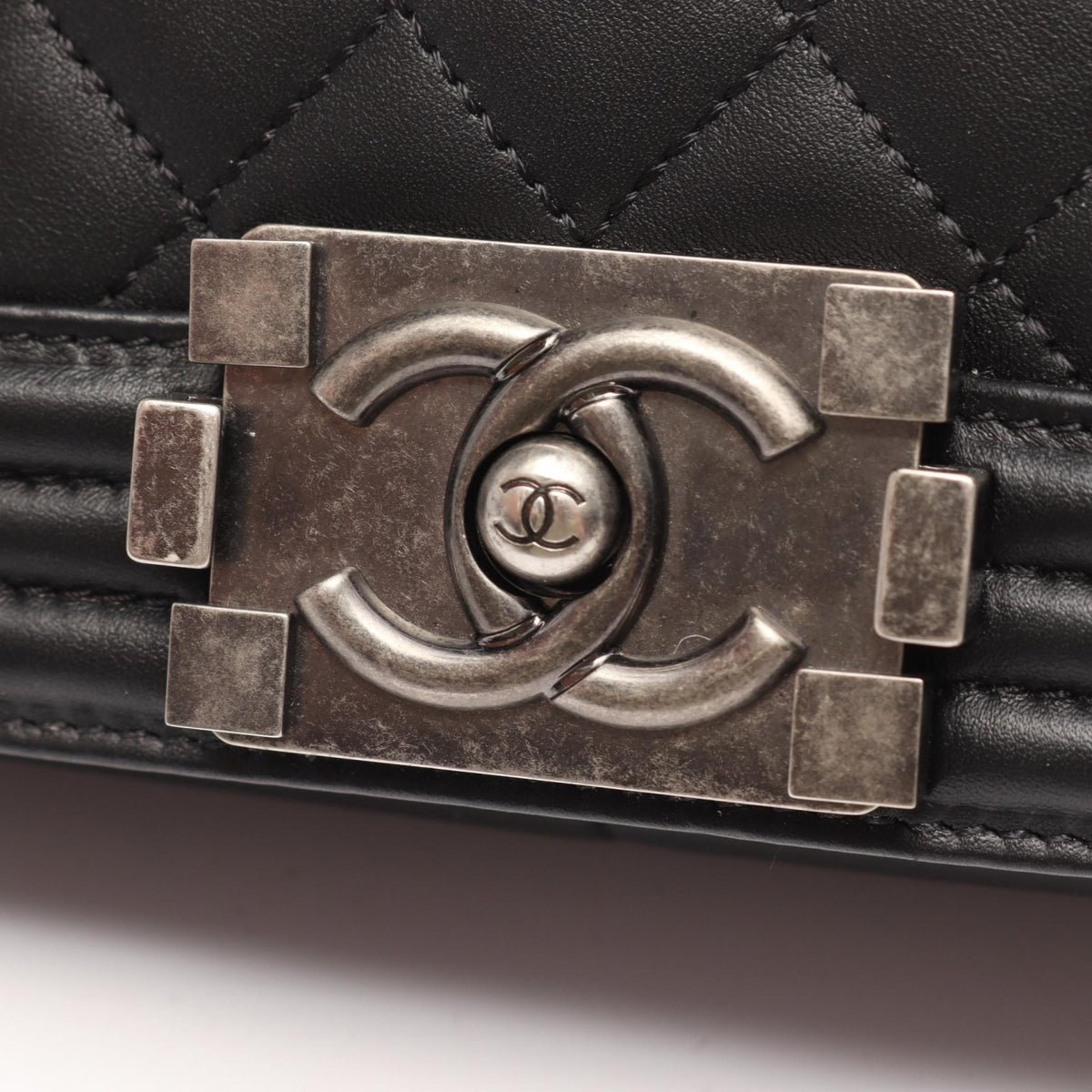 CHANEL Boy Chanel Shoulder Antique Silver Shoulder Bag