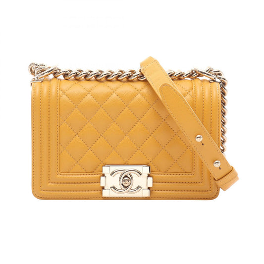 CHANEL Boy Chanel Small Caviar Bag Yellow